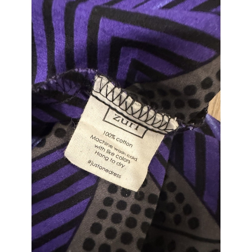 ZURI Kenya Purple Gray Abstract Shirt Dress Large 100% Cotton Button Up Artwear - Picture 7 of 7